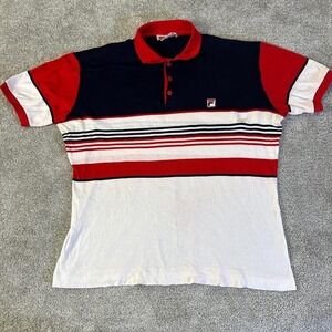 Vintage Fila Tricolor Polo Made in Italy XL Retro Sport Shirt